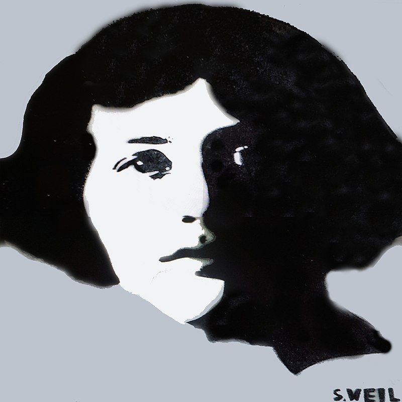 Street art image of philosopher Simone Weil in Berlin Kreuzberg (2019)